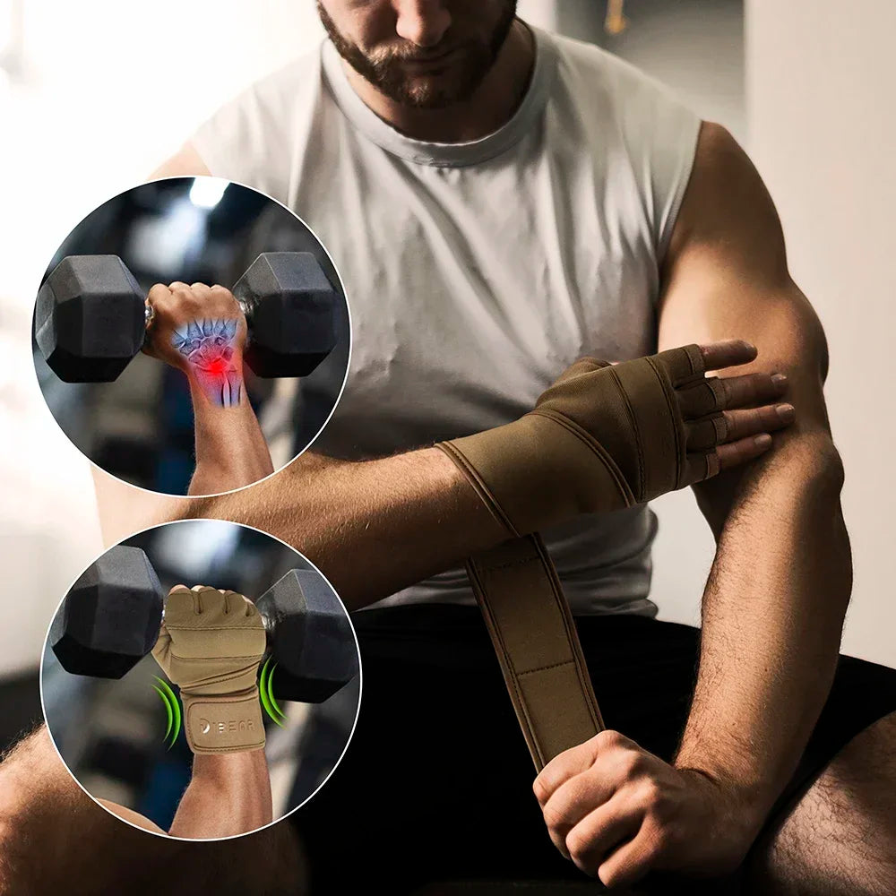NEW Half Finger Gym Gloves Weightlifting Dumbbell Training Anti-Slip Fitness Gloves with Wrist Support Workout Crossfit Exercise