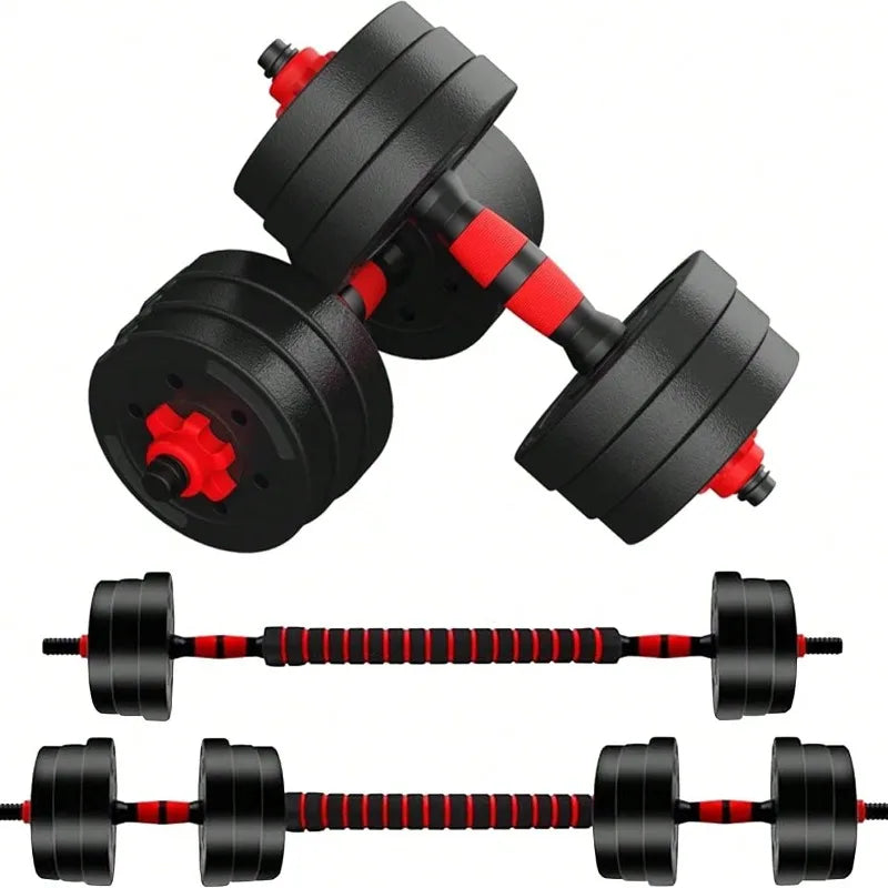 44lbs Adjustable Dumbbell Set, 3-in-1 Free Weight Barbell, Push-Up Stand for Home Gym, Fitness Equipment for Men & Women