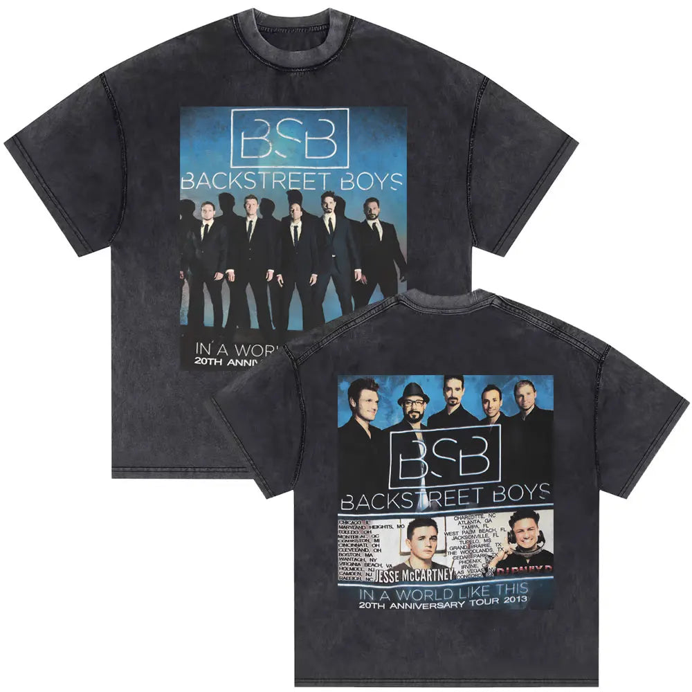 Washed Vintage Backstreet Boys Into The Millennium 2025 Merch T Shirt Men Women Hip Hop Fashion Oversized T-shirt Man Streetwear