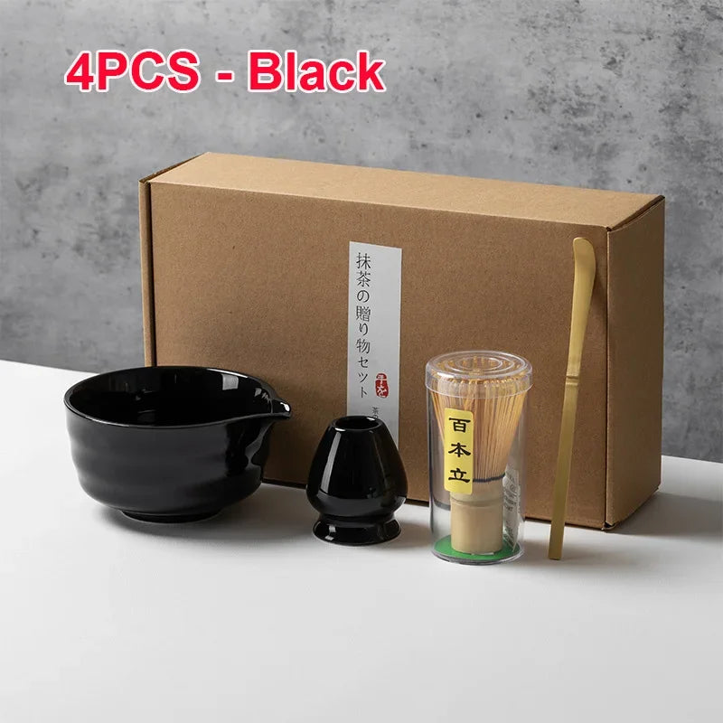 4/5/6PCS Matcha Set Bamboo Whisk Teaspoon Ceramic Bowl Tranditional Tea Sets Home Tea-making Tools Accessories Birthday Gifts