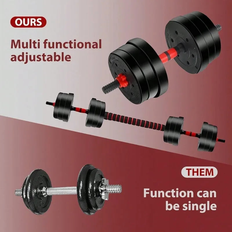 44lbs Adjustable Dumbbell Set, 3-in-1 Free Weight Barbell, Push-Up Stand for Home Gym, Fitness Equipment for Men & Women