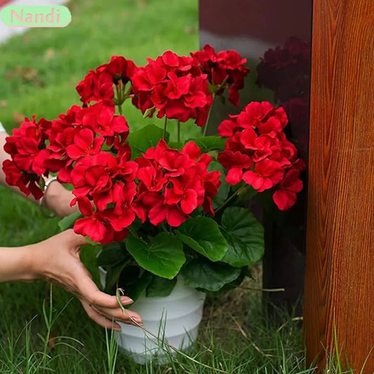 Artificial Crabapple Flower Home Living Room Geranium Silk Flower, Outer Garden Party Decoration Photography Props Christmas Dec