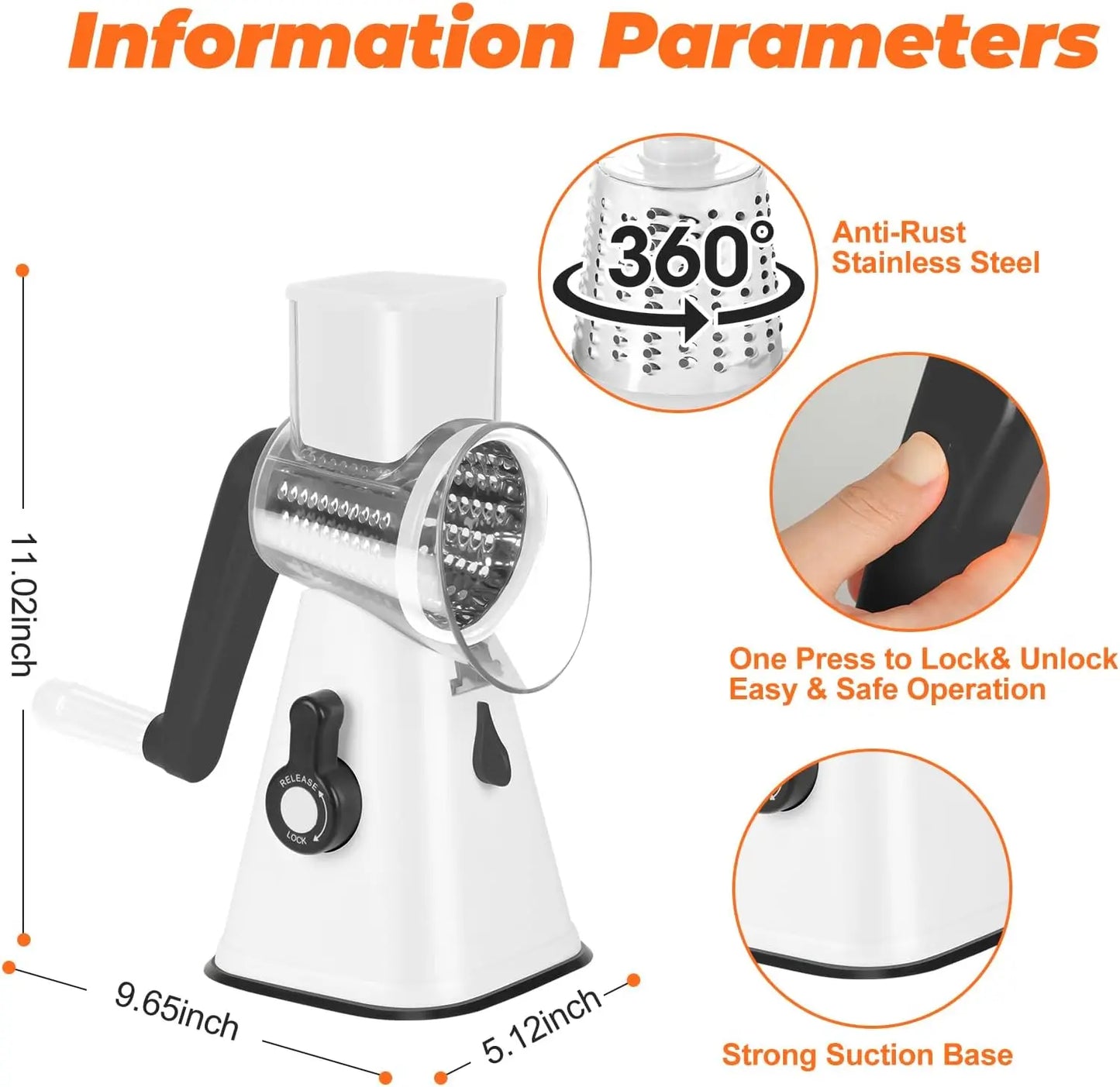 Multi-Purpose Rotary Graters Kitchen Mandoline Vegetable Slicer Cheese Slicer Shredder Potato Grinder For Nut Onion Carrot YY002
