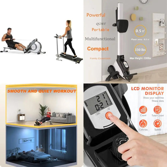Sunny Health & Fitness Foldable Magnetic Rowing Machine with 8-Level Resistance Compact Model SF-T1407M