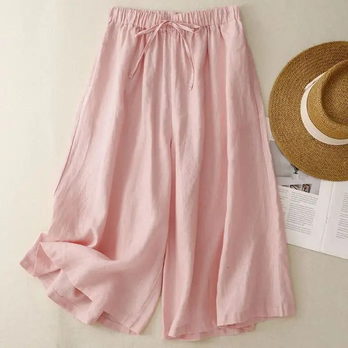 Casual Pants Women Clothing Cotton Linen Sweatpants Women Clothes Joggers Wide Leg Pants Vintage Fashion Capri Summer