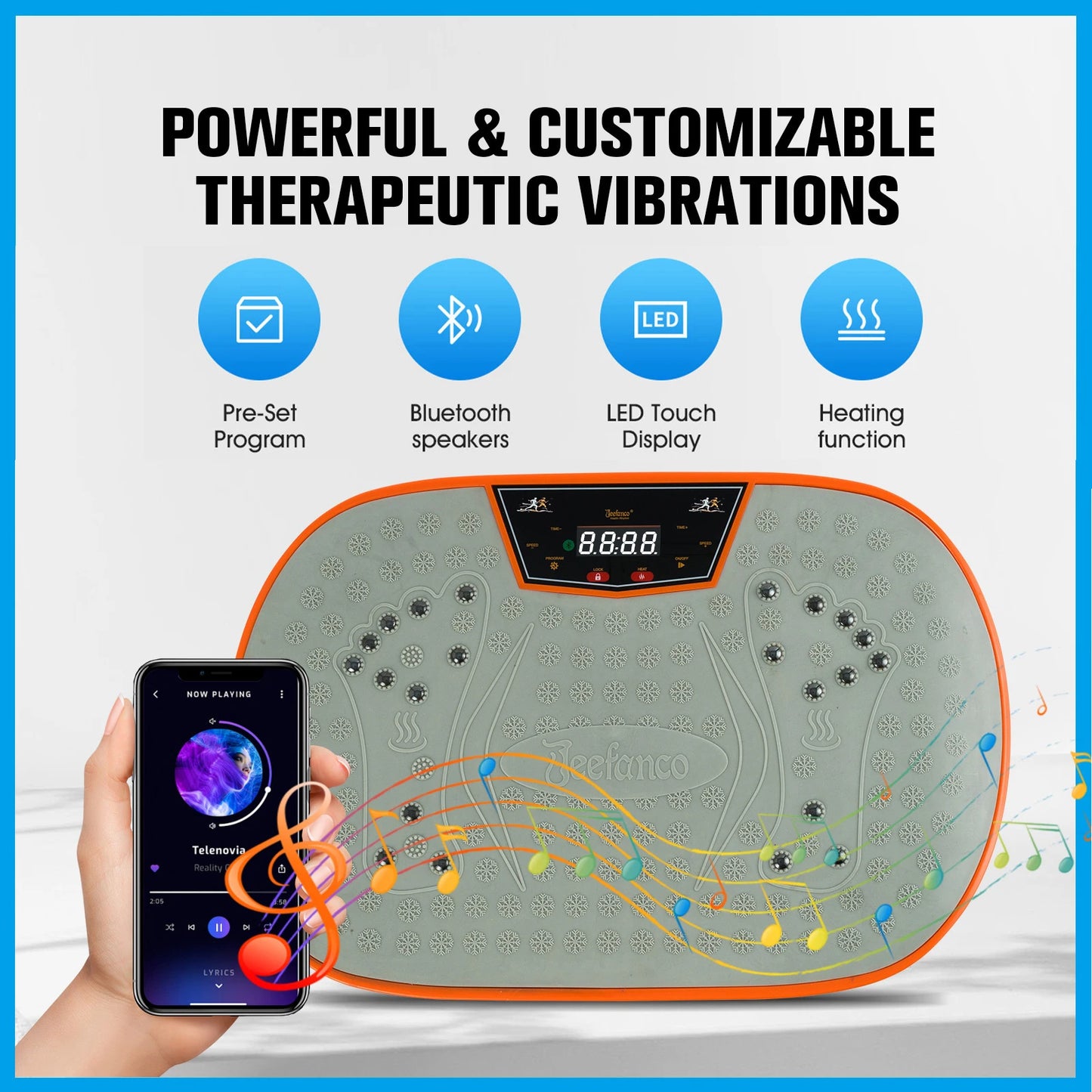 Jeefanco Vibration Plate Seniors & Teens Silicone Surface Magnetic Heating Fitness Home Efficient Resonance Fitness Machine