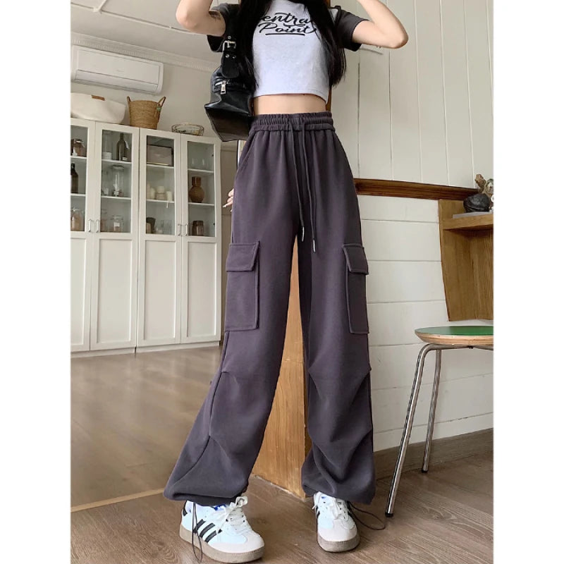 American Drawstring Design Cargo Pants Women Fashion Hip-hop Streetwear Woman Trousers New 2024 Summer All-match Cargo Pants