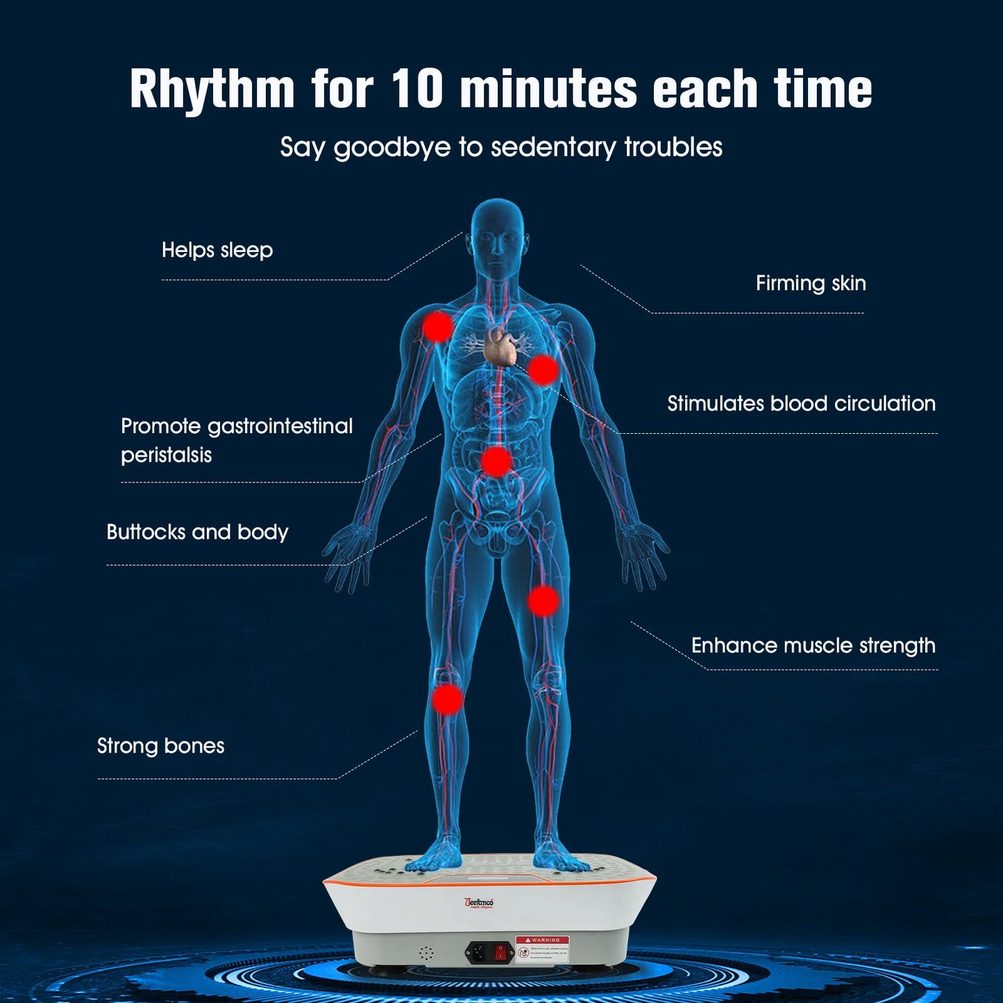 Jeefanco Vibration Plate Seniors & Teens Silicone Surface Magnetic Heating Fitness Home Efficient Resonance Fitness Machine