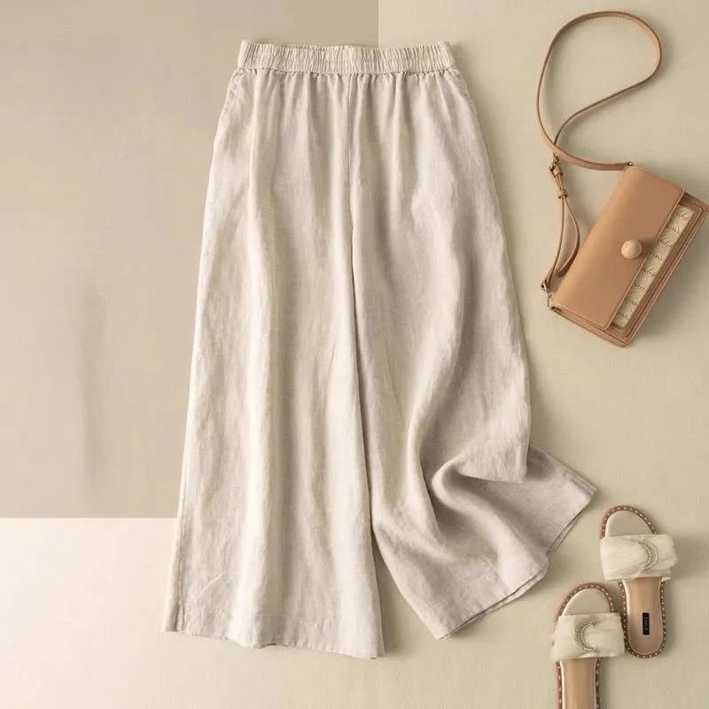 Casual Pants Women Clothing Cotton Linen Sweatpants Women Clothes Joggers Wide Leg Pants Vintage Fashion Capri Summer