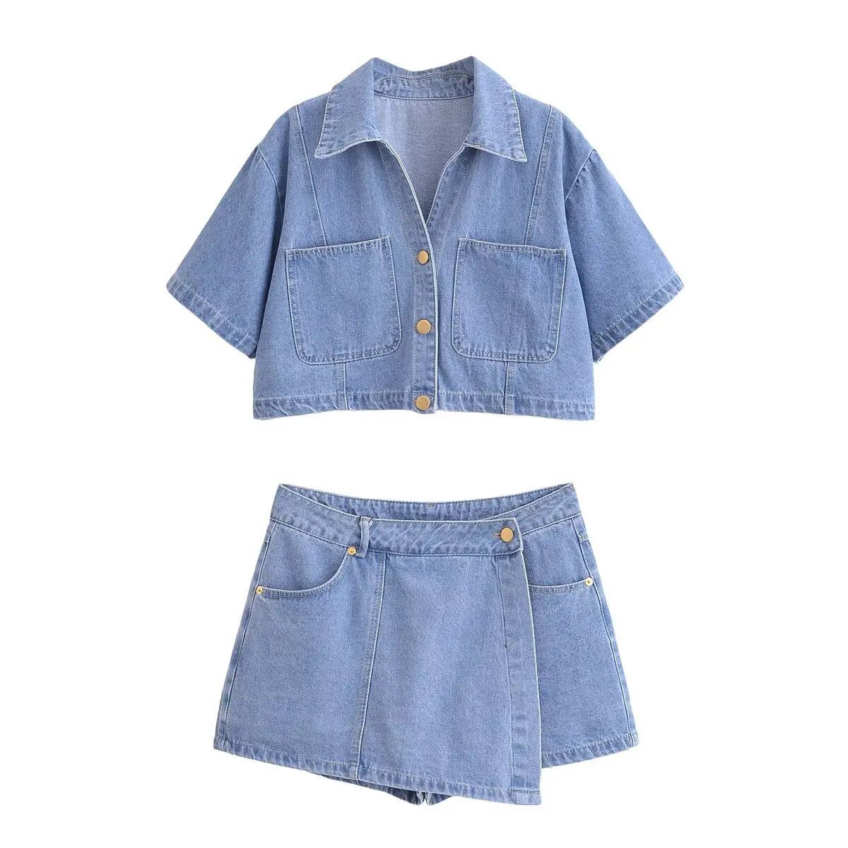 Nlzgmsj  Summer Women's Casual Sets Fashion Mini Skirt Shorts Sets Denim Short Shirt Top Sets For Women Street Women Outfit