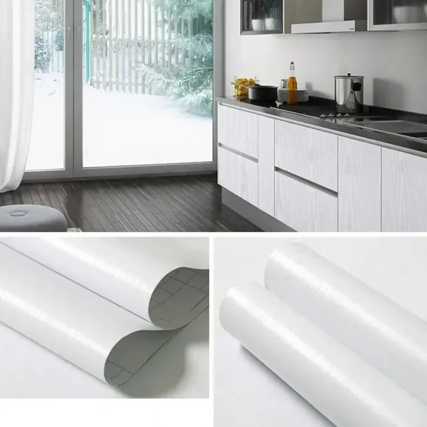 80cm/Wood Grain Vinyl Wallpaper Roll Waterproof Home Desktop Cabinet Door Furniture Renovation Stickers Peel Home Decorations