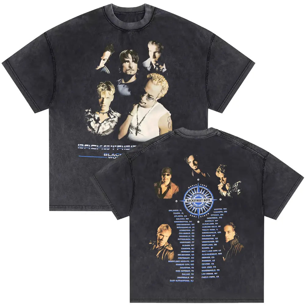 Washed Vintage Backstreet Boys Into The Millennium 2025 Merch T Shirt Men Women Hip Hop Fashion Oversized T-shirt Man Streetwear