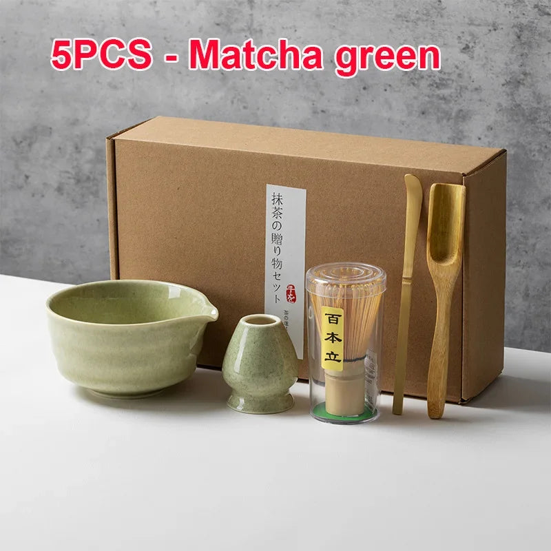 4/5/6PCS Matcha Set Bamboo Whisk Teaspoon Ceramic Bowl Tranditional Tea Sets Home Tea-making Tools Accessories Birthday Gifts