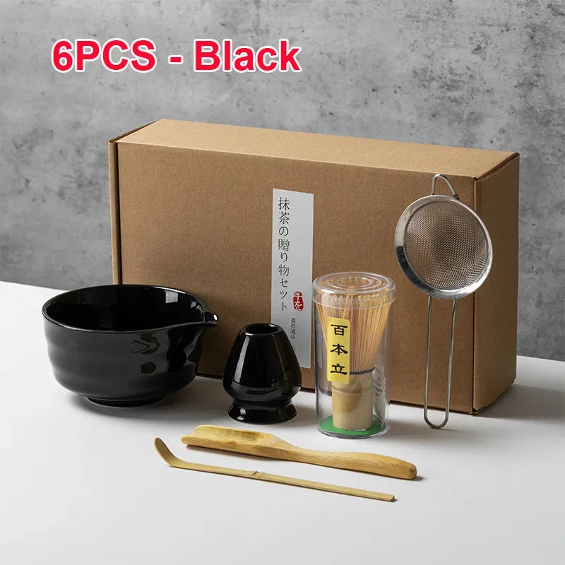 4/5/6PCS Matcha Set Bamboo Whisk Teaspoon Ceramic Bowl Tranditional Tea Sets Home Tea-making Tools Accessories Birthday Gifts