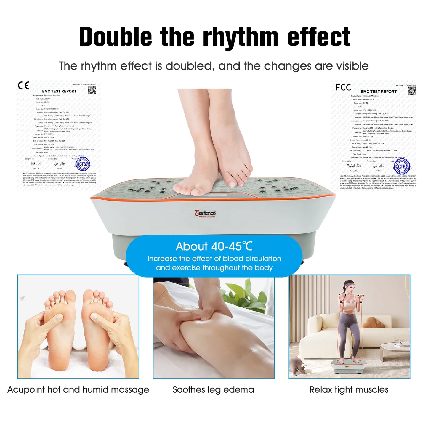 Jeefanco Vibration Plate Seniors & Teens Silicone Surface Magnetic Heating Fitness Home Efficient Resonance Fitness Machine