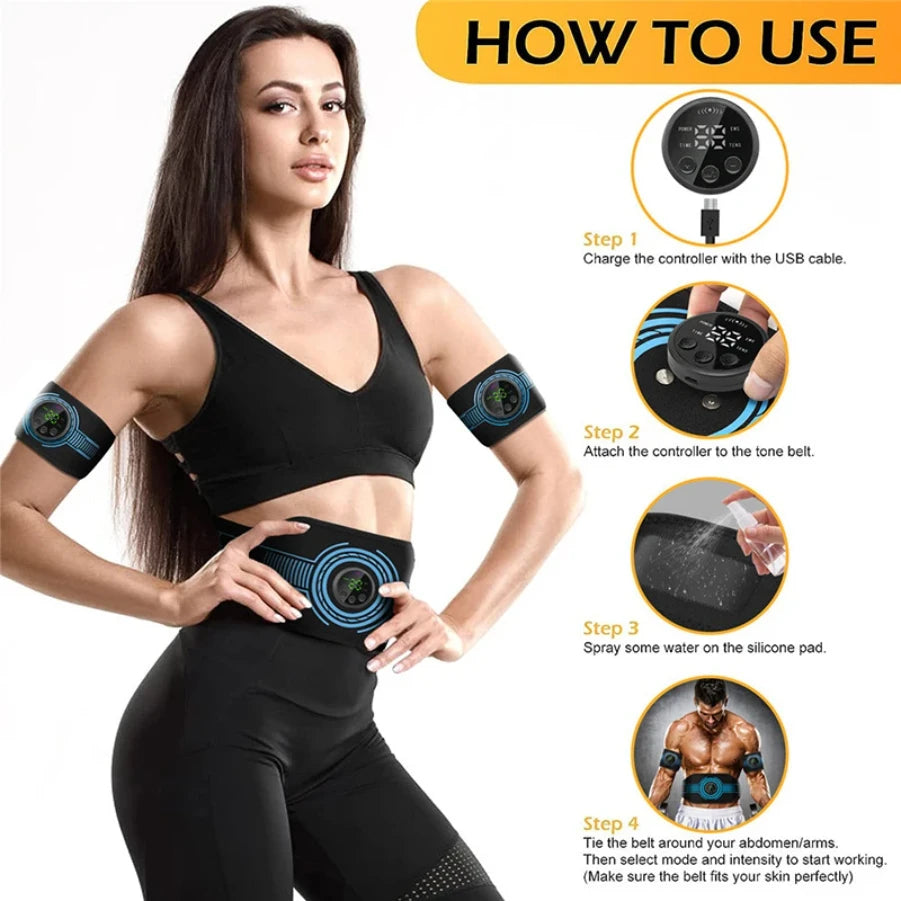 New smart EMS sports waist belt, abdominal muscle patch, home gym fitness equipment, body shaping weight loss belt