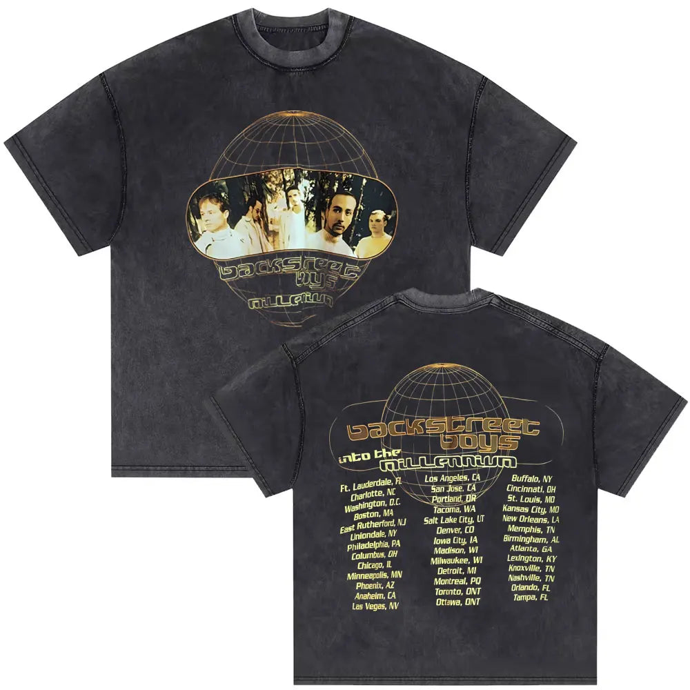 Washed Vintage Backstreet Boys Into The Millennium 2025 Merch T Shirt Men Women Hip Hop Fashion Oversized T-shirt Man Streetwear