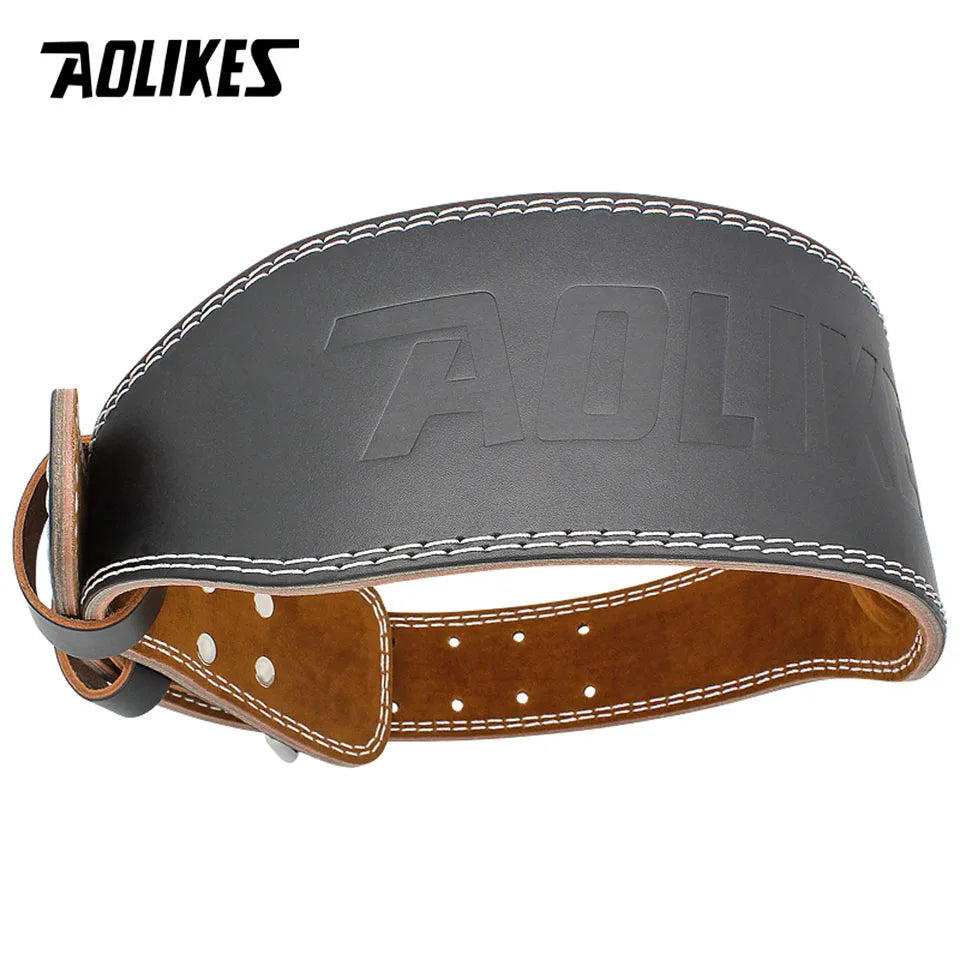 AOLIKES Cowhide Gym Fitness Buckle Weightlifting Belt Waist Belts for Squats Dumbbell Training Bodybuilding Lumbar Brace Protect