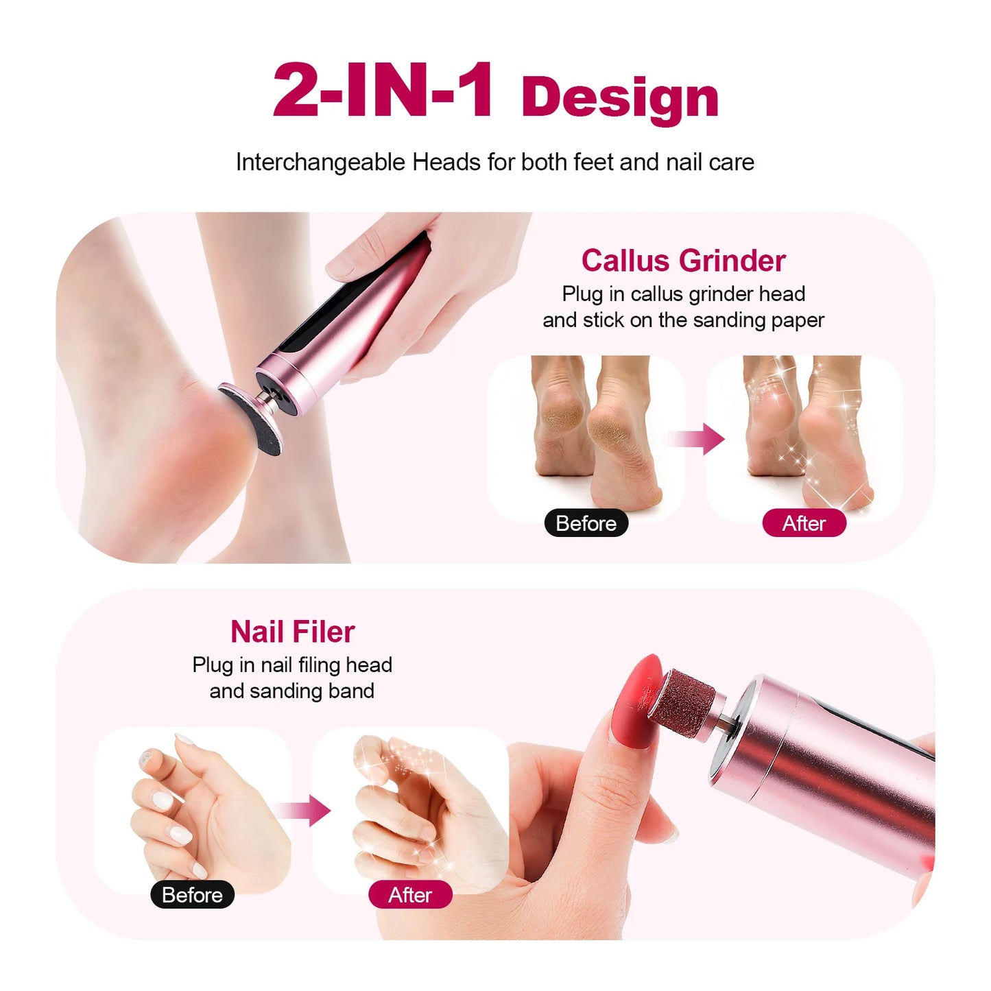 Electric Foot File Cuticle Callus Remover Machine Foot Dead Skin Electric Eliminator Pedicure Tools Heel Care Foot Grinder