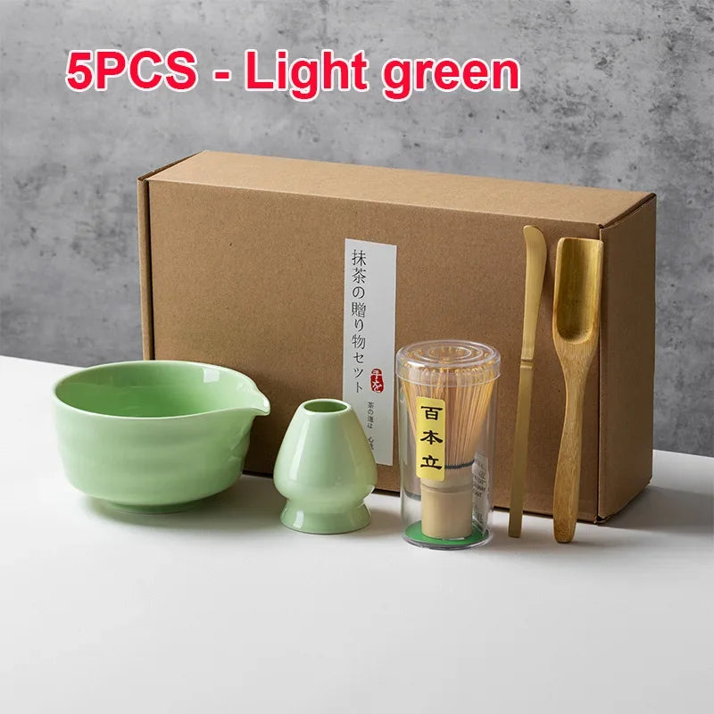 4/5/6PCS Matcha Set Bamboo Whisk Teaspoon Ceramic Bowl Tranditional Tea Sets Home Tea-making Tools Accessories Birthday Gifts
