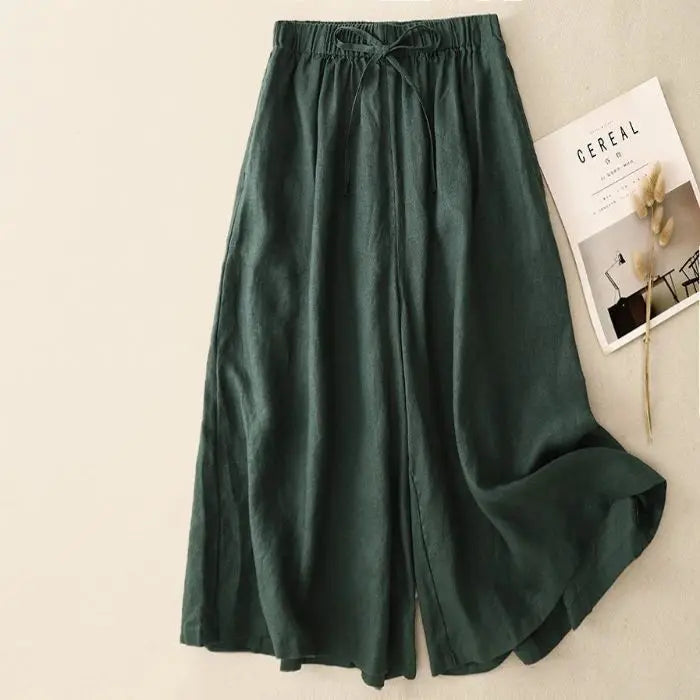 Casual Pants Women Clothing Cotton Linen Sweatpants Women Clothes Joggers Wide Leg Pants Vintage Fashion Capri Summer