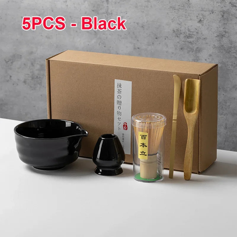 4/5/6PCS Matcha Set Bamboo Whisk Teaspoon Ceramic Bowl Tranditional Tea Sets Home Tea-making Tools Accessories Birthday Gifts