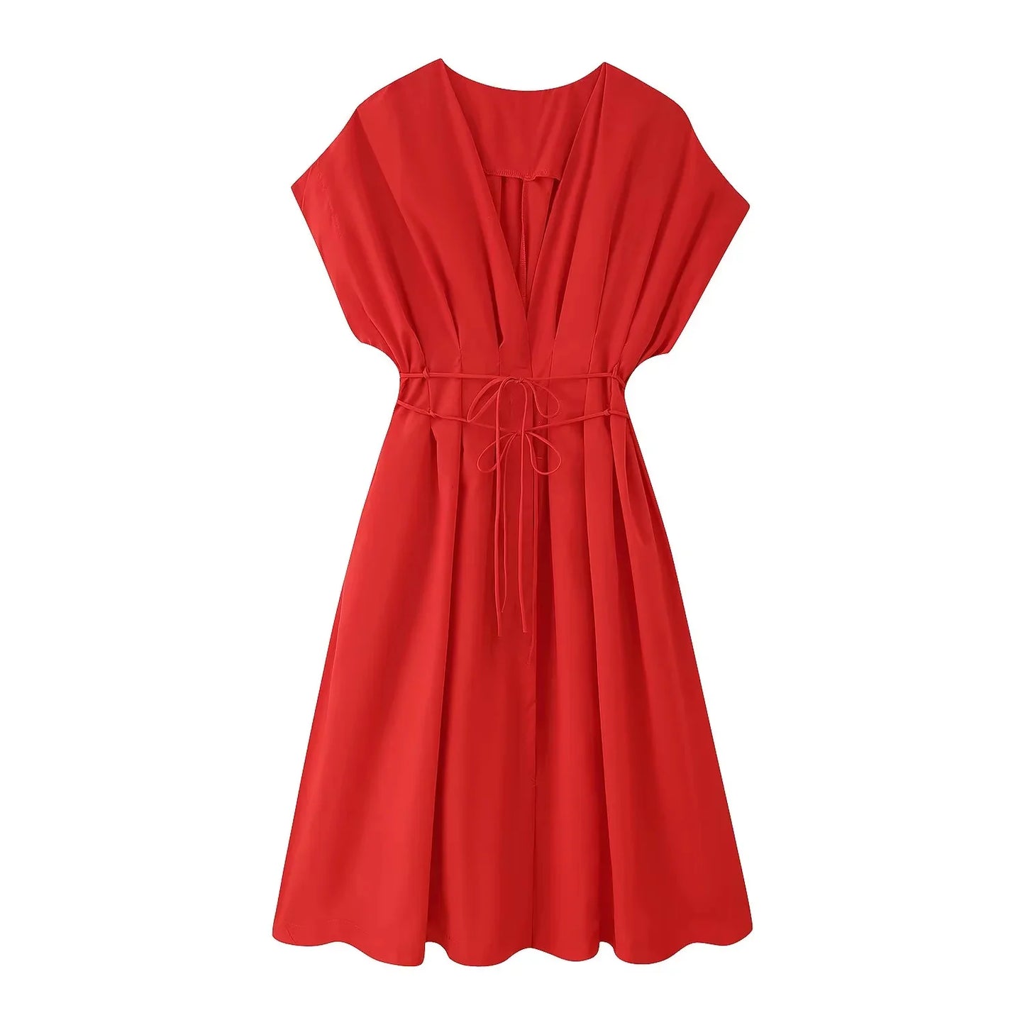 KONDALA 2025 Fall Winter Vintage Women Dresses Fashion Single Breasted Sashes Draped V Neck Sleeveless Chic Brown Ladies Dresses