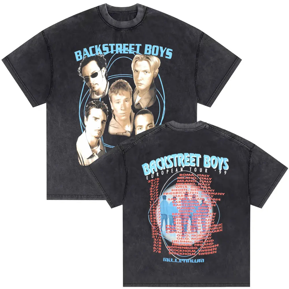 Washed Vintage Backstreet Boys Into The Millennium 2025 Merch T Shirt Men Women Hip Hop Fashion Oversized T-shirt Man Streetwear