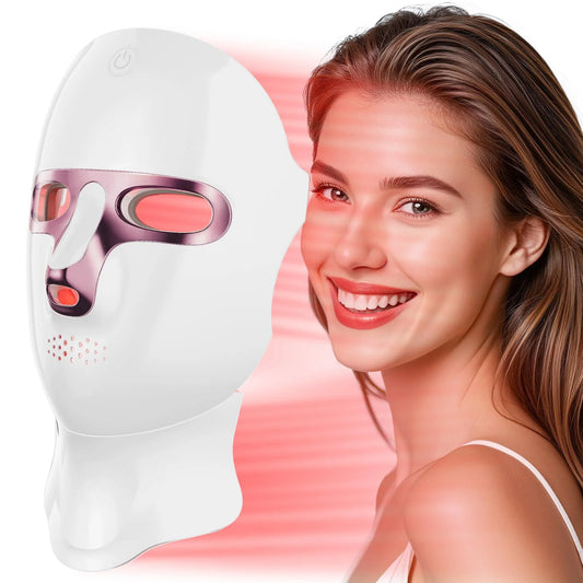 7 Colors LED Facial Mask with Neck Light Therapy Skin Beauty Red Light Facial Mask Wireless Rechargeable at Home Use