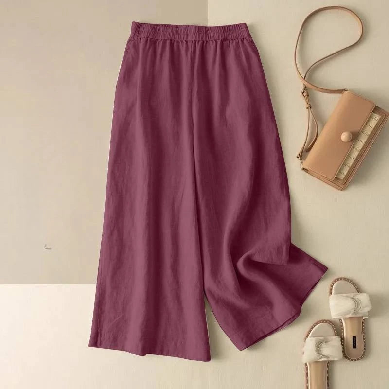 Casual Pants Women Clothing Cotton Linen Sweatpants Women Clothes Joggers Wide Leg Pants Vintage Fashion Capri Summer