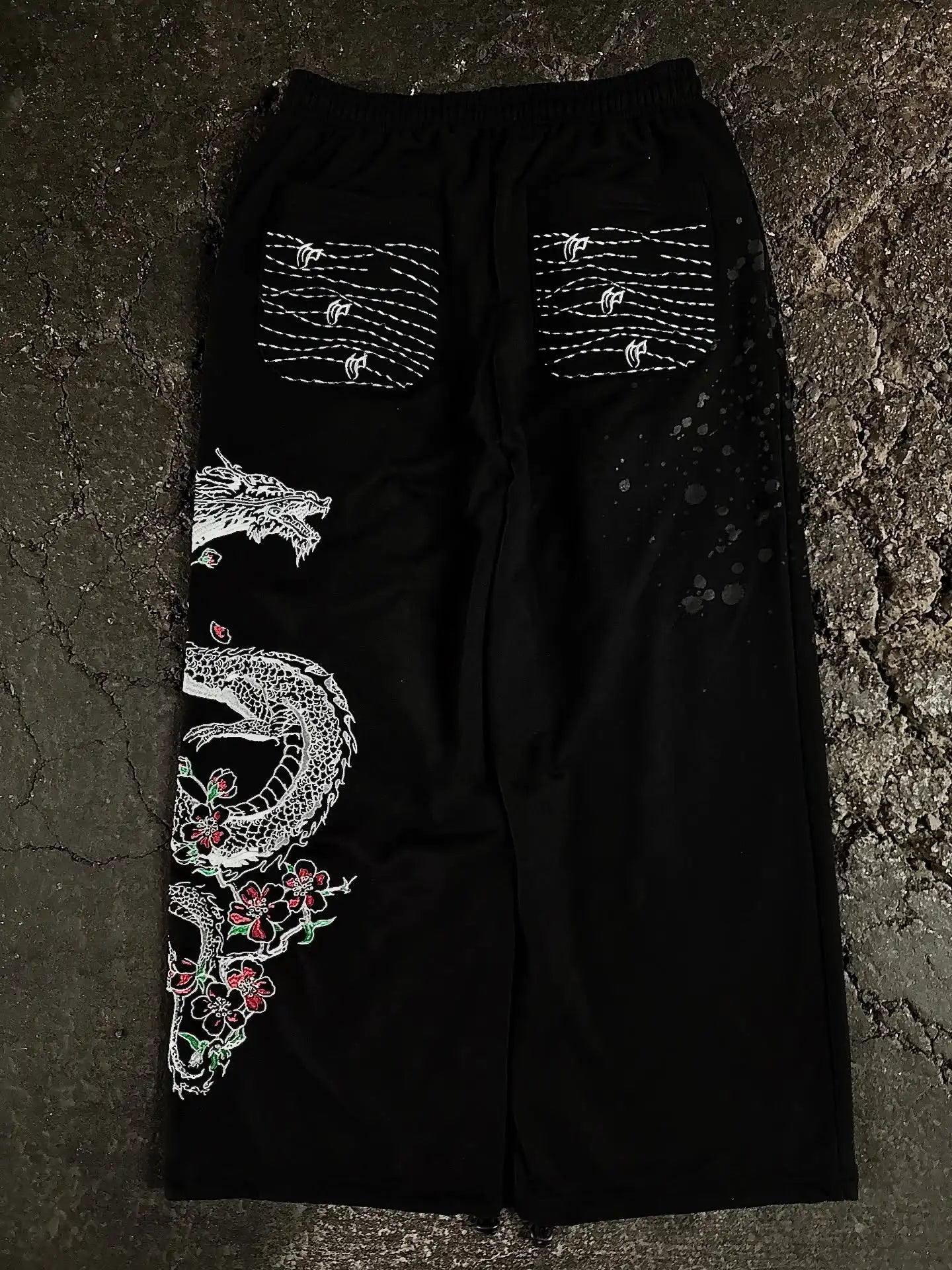 Y2K fashion dragon pattern european youth pants women's city casual jogging pants Harajuku Hip Hop embroidery cargo pants