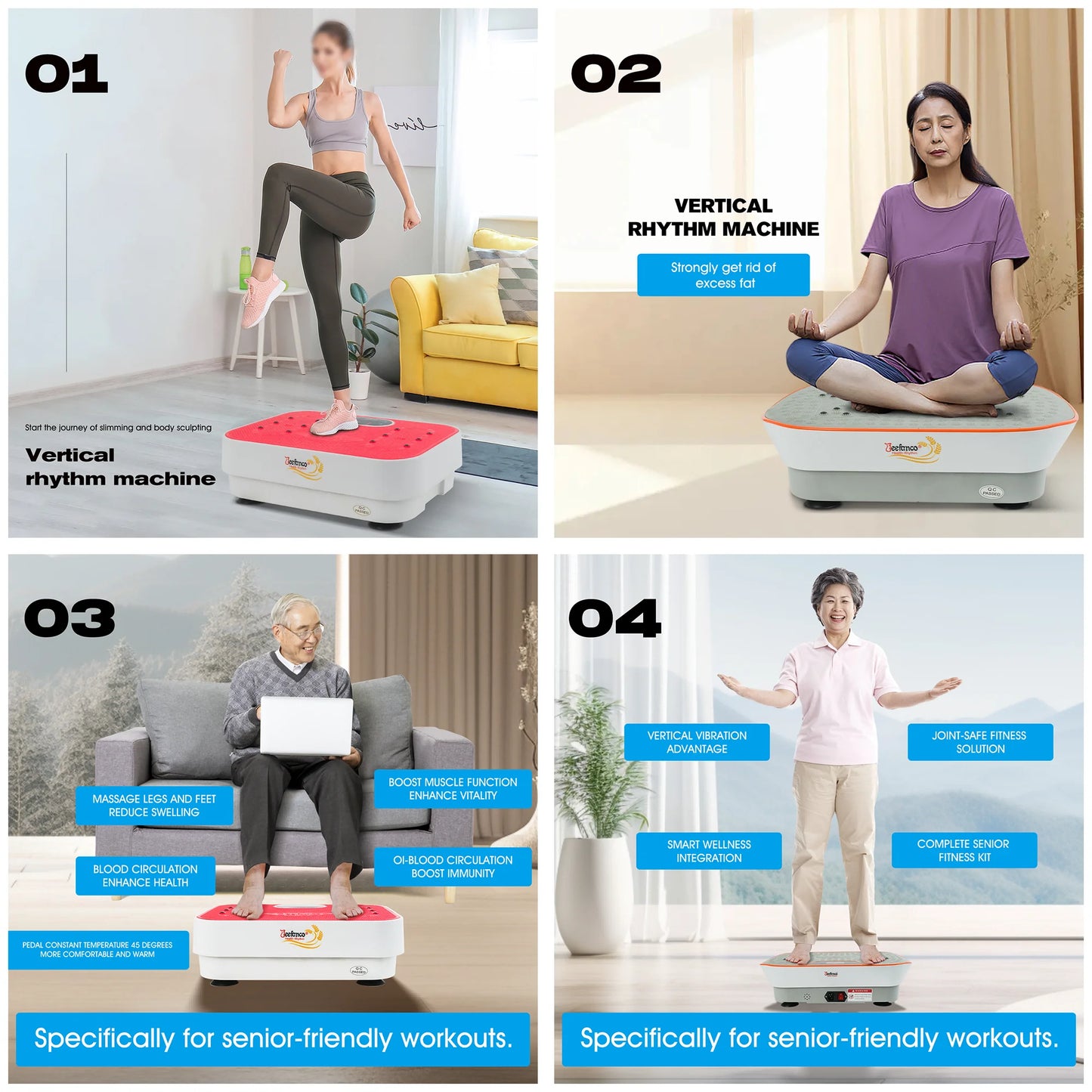 Vibration Plate Jeefanco Seniors & Teens Silicone Surface Magnetic Heating Fitness Home Efficient Resonance Fitness Machine