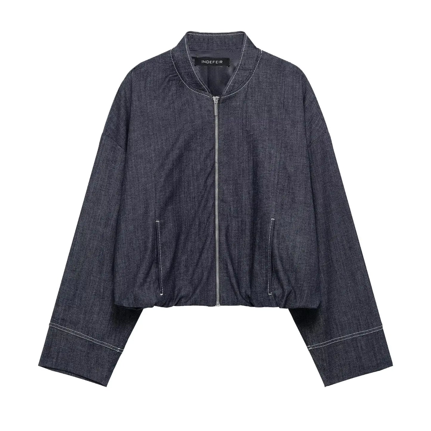 HH Women Fashion Denim Jacket Skirts Sets O Neck Long Sleeve Zipper Coat High Waist Slim Mini Skirt Casual Female Streetwear